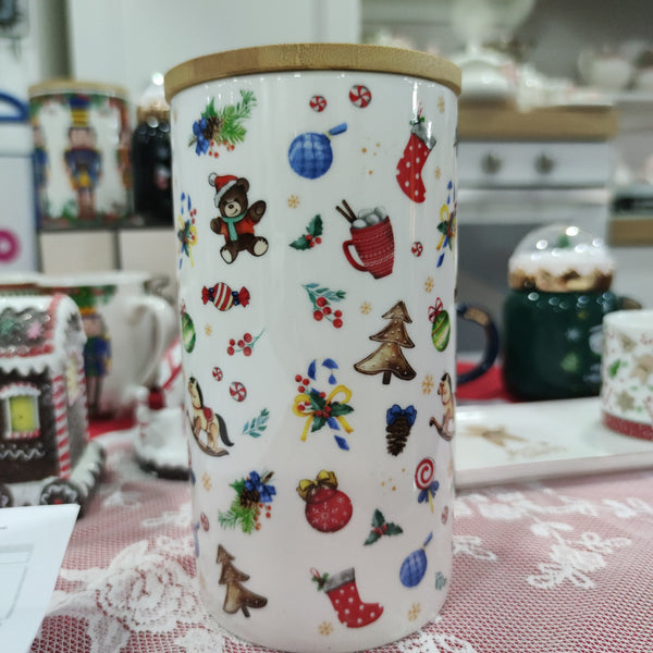 Barattolo natalizio in ceramica con chiusura ermetica
