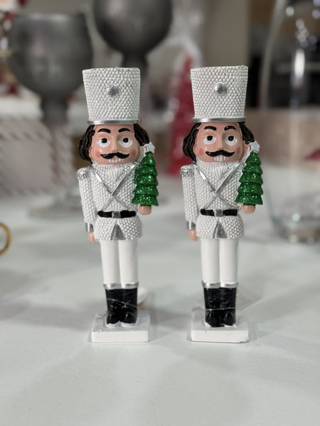 Decorazione natalizia Statuina schiaccianoci bianco