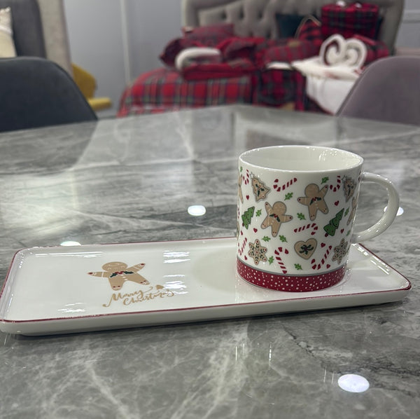 Set natalizio vassoio con tazza