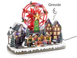Villaggio natalizio "Ruota panoramica" con luci led e melodia