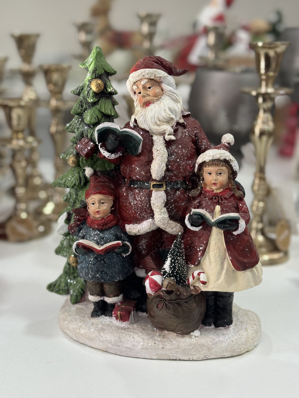 Decorazione natalizia Statuina Babbo Natale con bambini