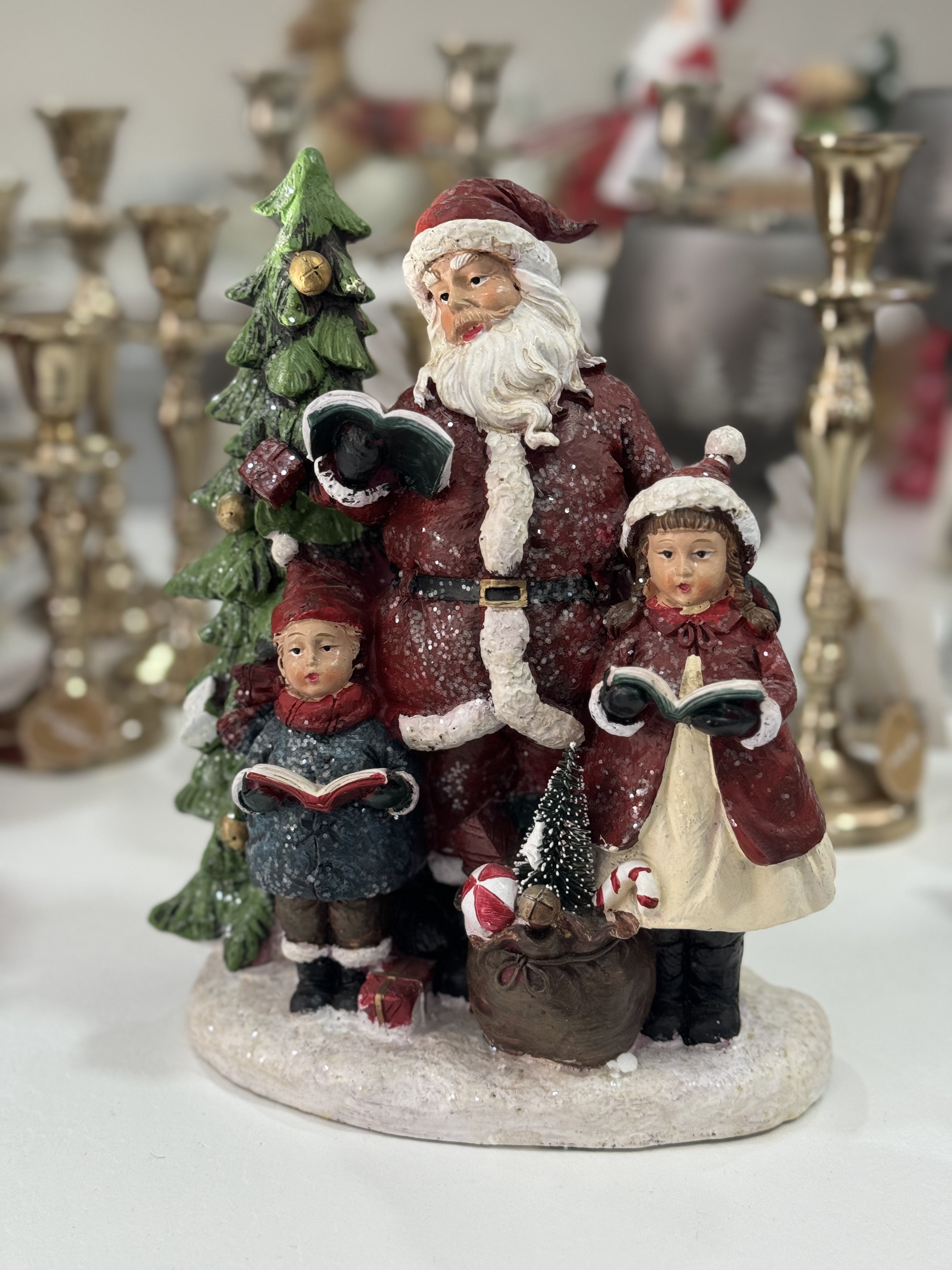 Decorazione natalizia Statuina Babbo Natale con bambini