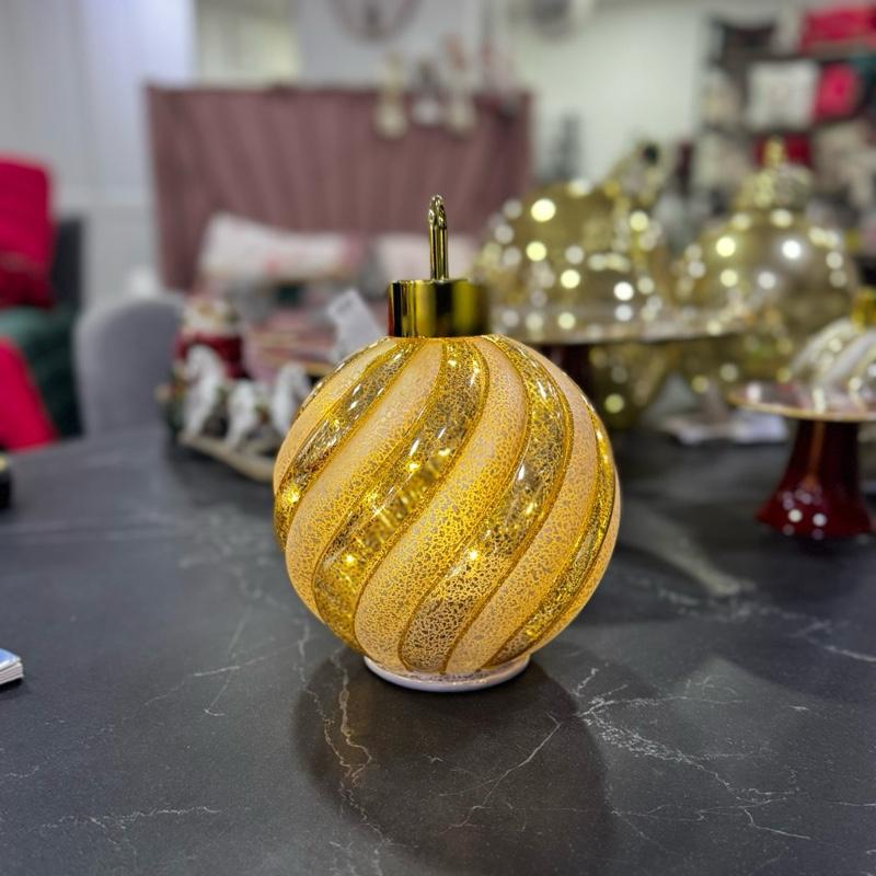 Sfera Luminosa Girevole in Vetro Dorato