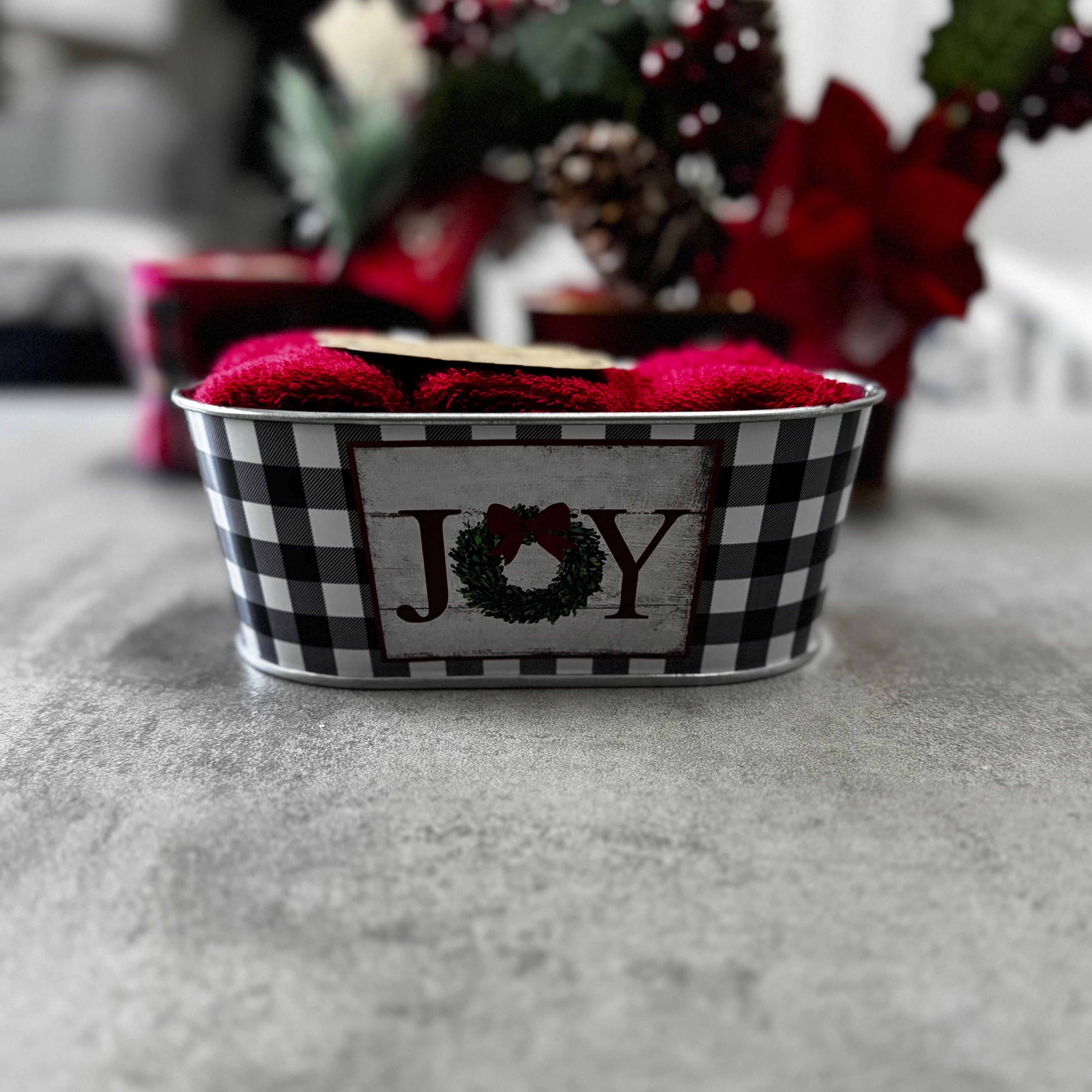 Cestino porta lavette Joy in latta bianco e nero – vista originale