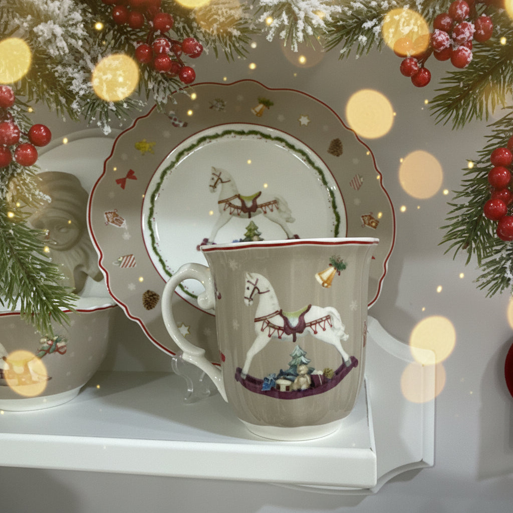 Set Ceramica Natalizio – Mug, Scodella e Piatto in 2 Colori