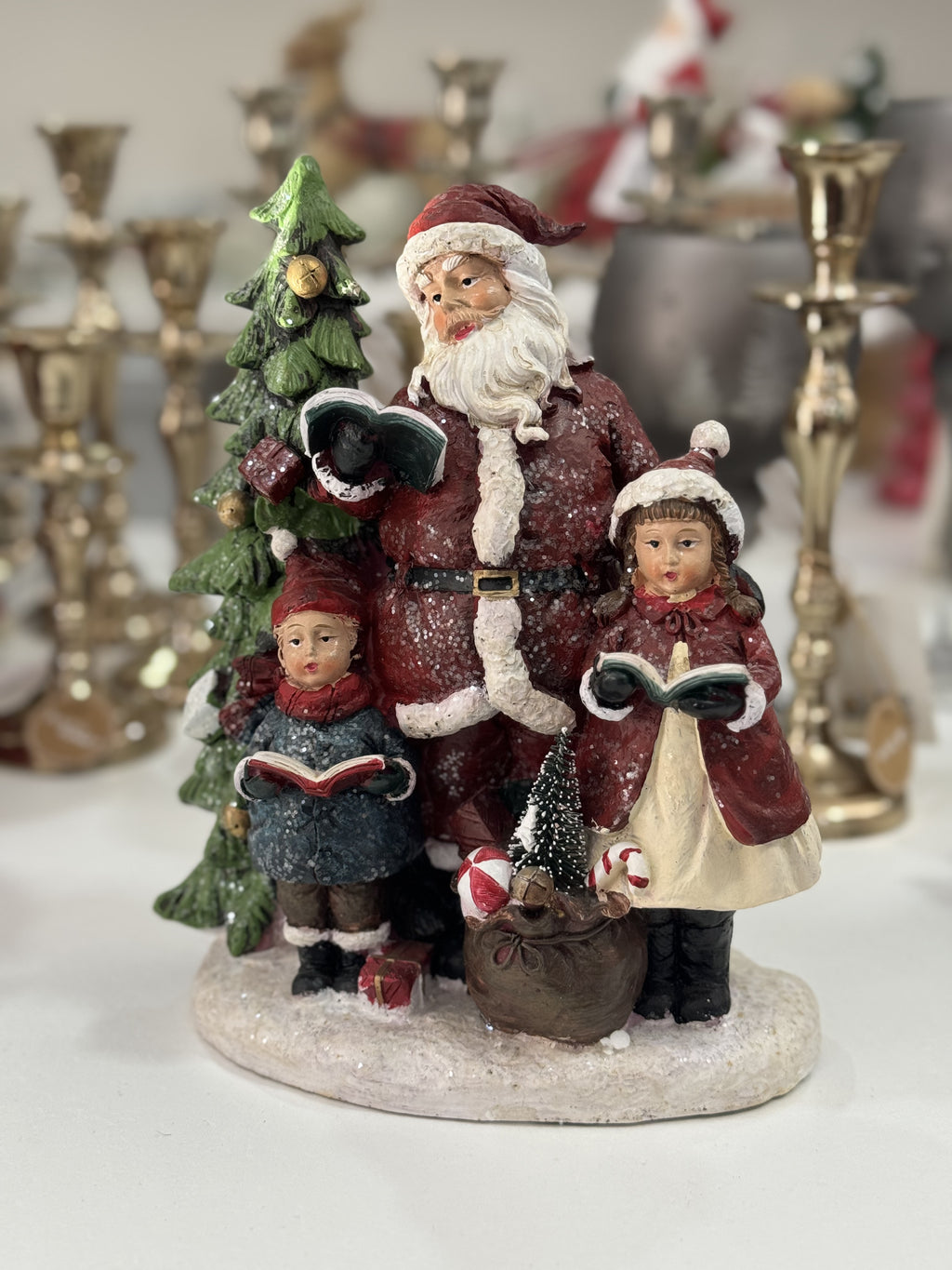 Decorazione natalizia Statuina Babbo Natale con bambini