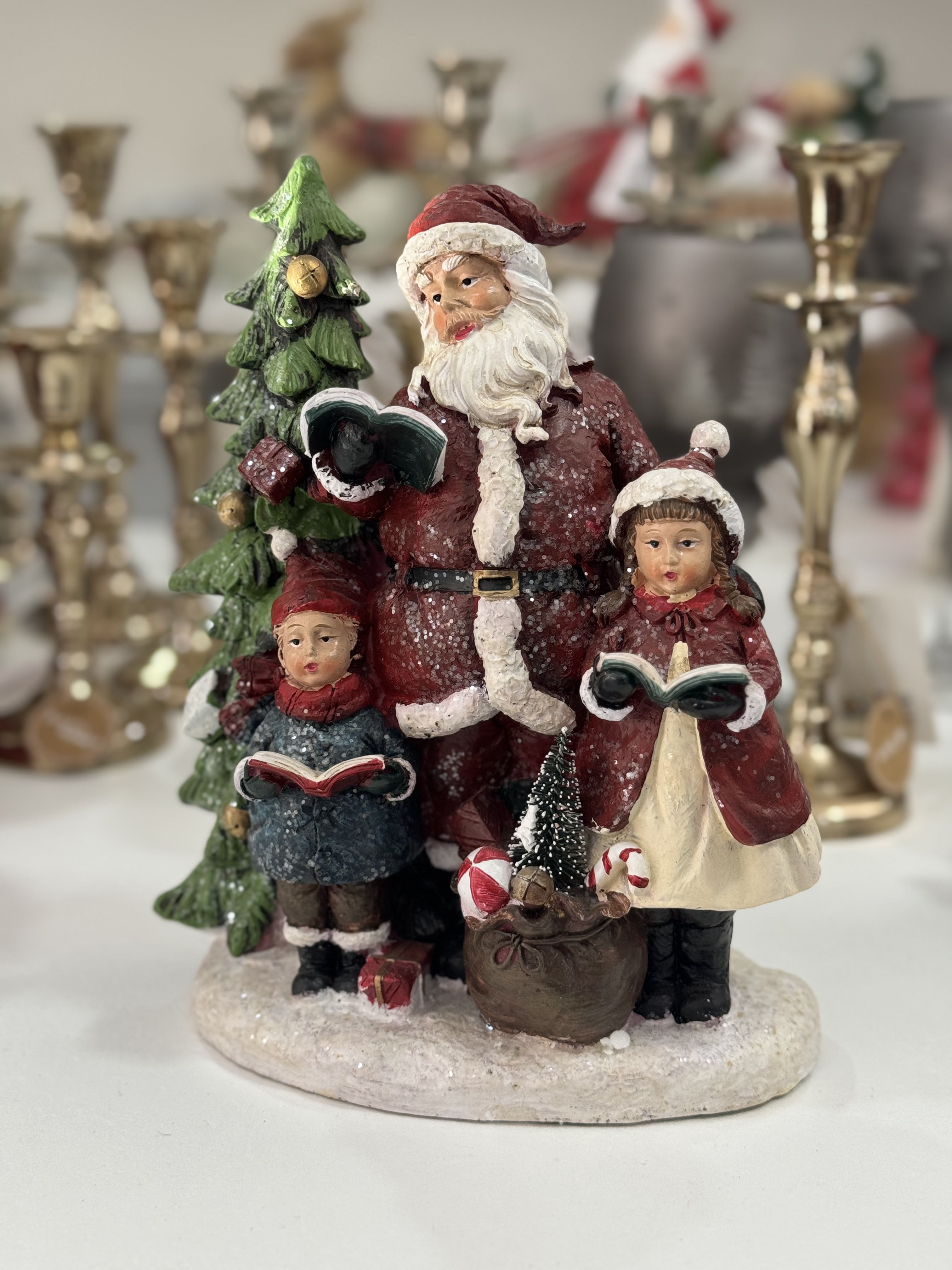 Decorazione natalizia Statuina Babbo Natale con bambini