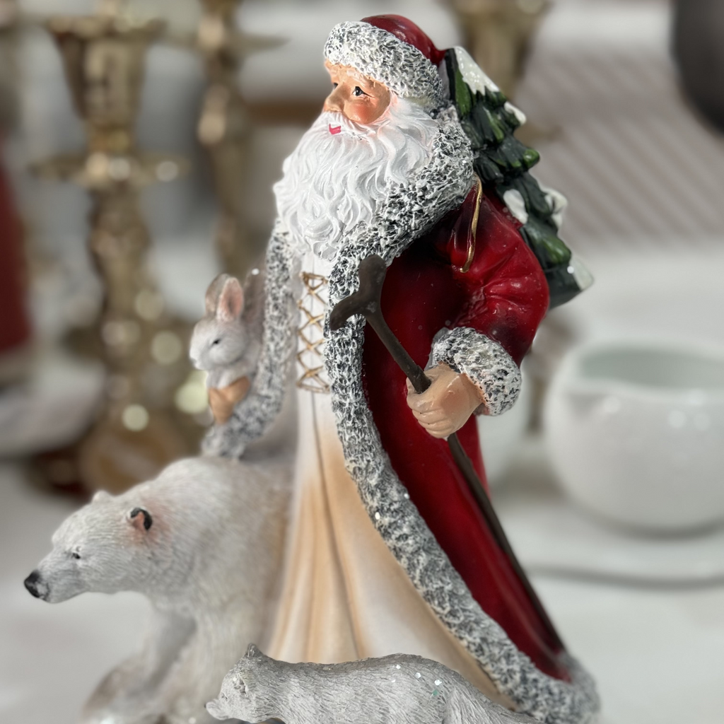 Statuina Babbo Natale in Resina – Decorazione Natalizia 12x12x20 cm