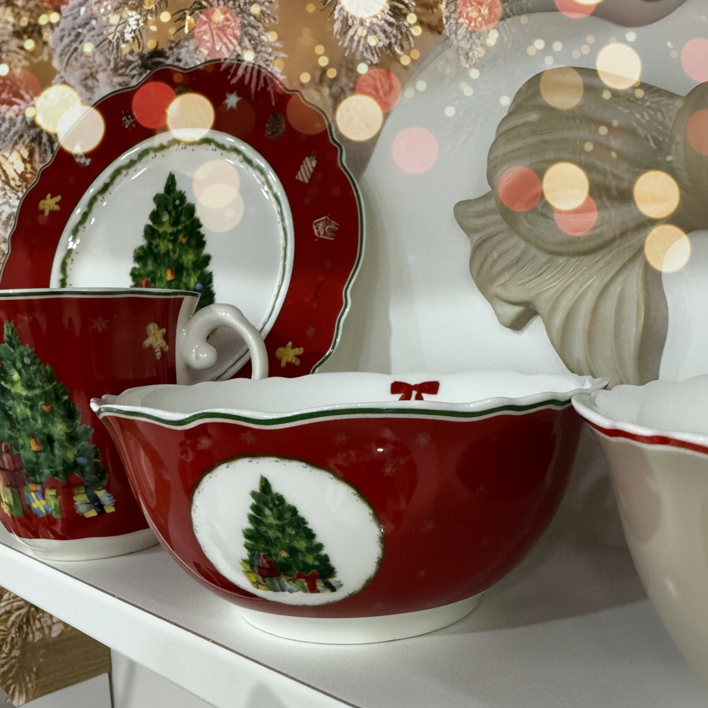 Set Ceramica Natalizio – Mug, Scodella e Piatto in 2 Colori