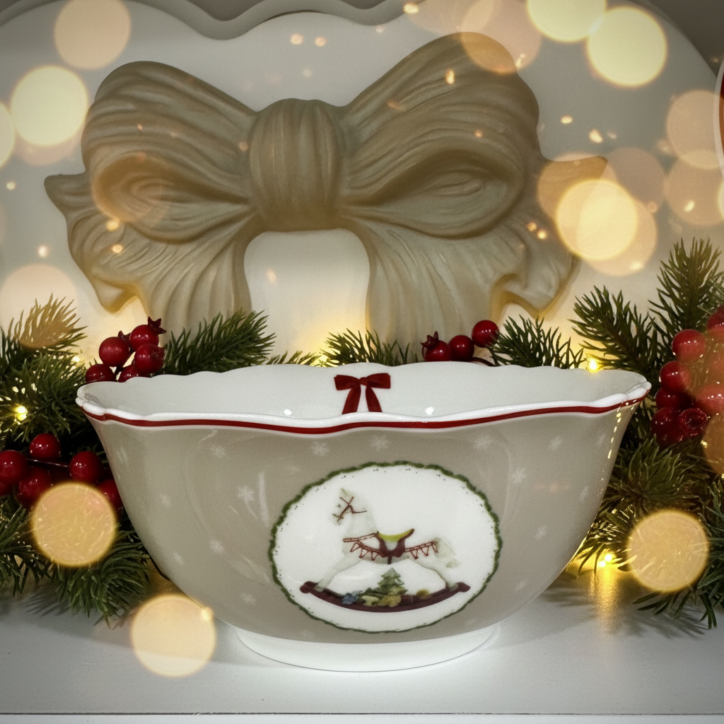 Set Ceramica Natalizio – Mug, Scodella e Piatto in 2 Colori