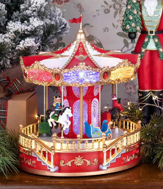 Villaggio Natalizio "Carosello" con Luci LED e Suoni – ⌀23,5 cm h28 cm
