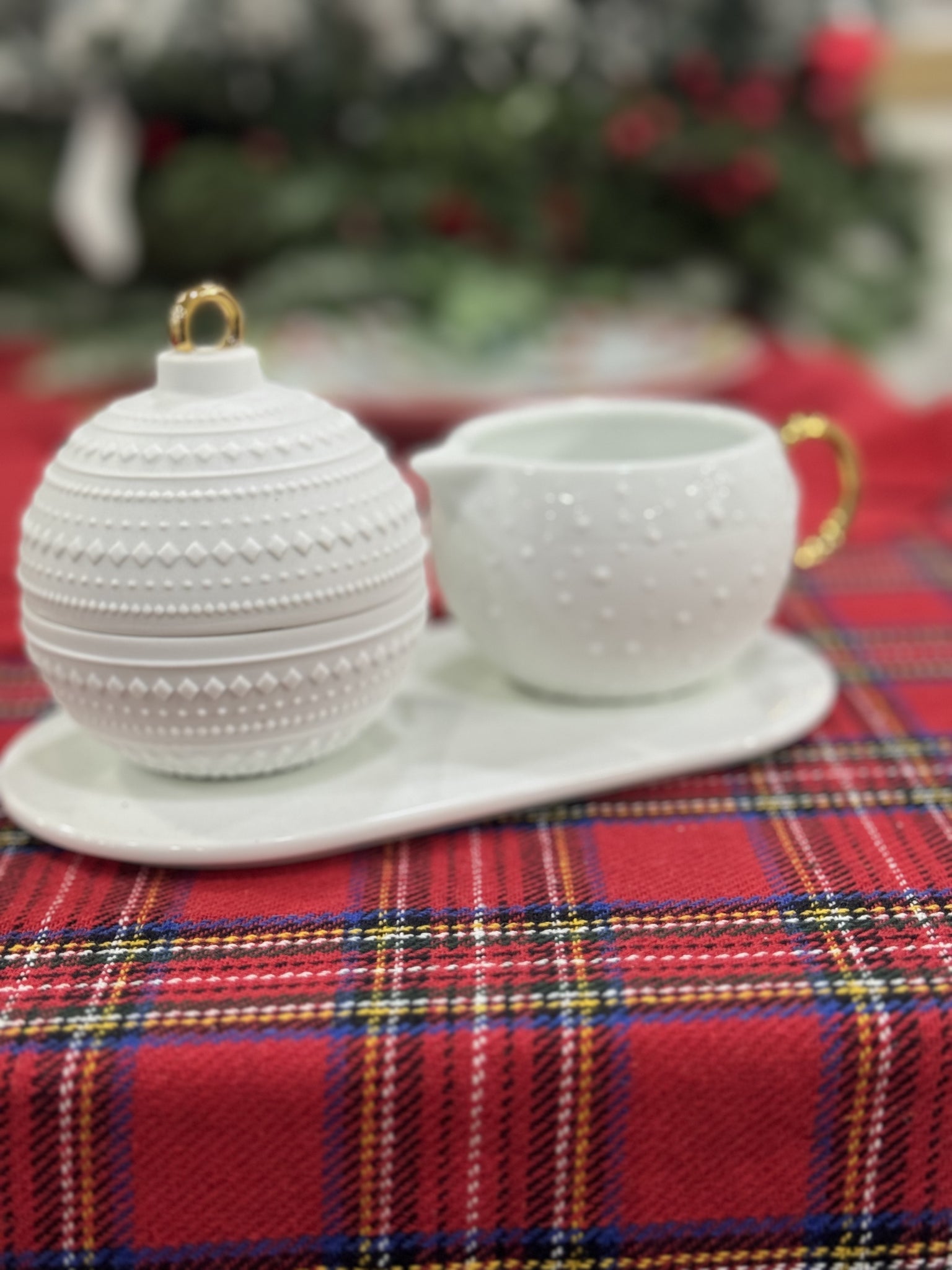 Set natalizio in ceramica lattiera più zuccheriera
