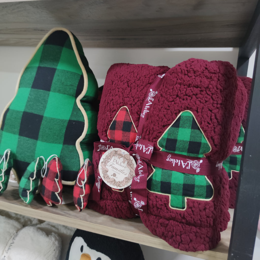 Plaid Natalizio "Families" – Coperta Morbida con Fantasia Natalizia