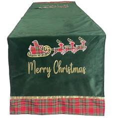 Runner Ricamato Slitta & Merry Christmas – Balza Tartan 50x150 cm