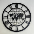 Orologio da Parete Mappamondo in Metallo Nero 80 cm