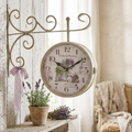 Orologio da Stazione Bifacciale Shabby Chic con Decoro Lavanda