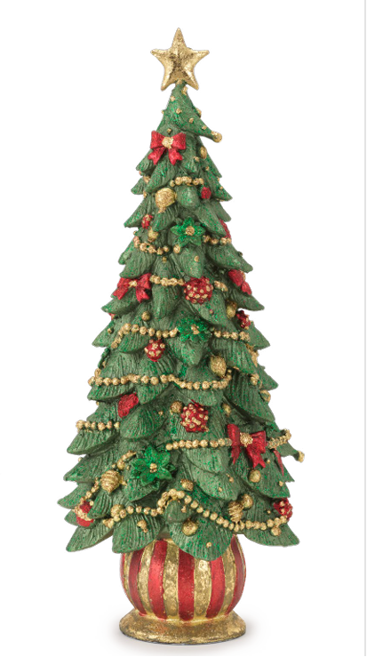 Albero di Natale in resina decorato a mano h 46 cm