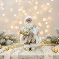 Babbo Natale Carillon Panna e Oro 32cm