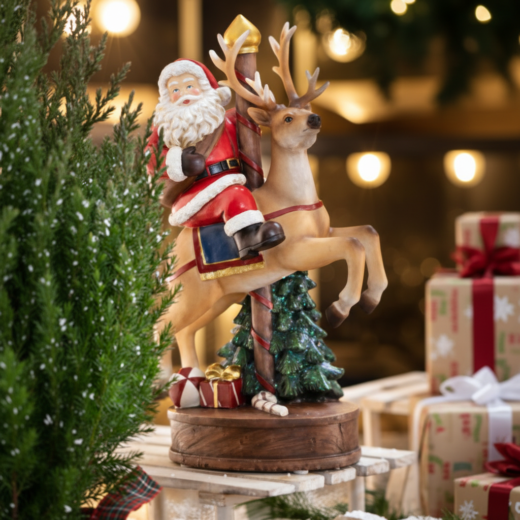 Babbo Natale sulla renna - scena natalizia