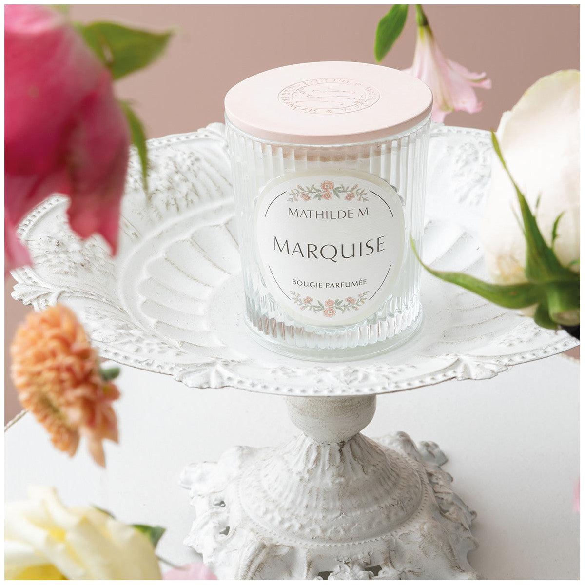 Candela Profumata 145 g Mathilde M. – Teca in Vetro con Coperchio in Gesso