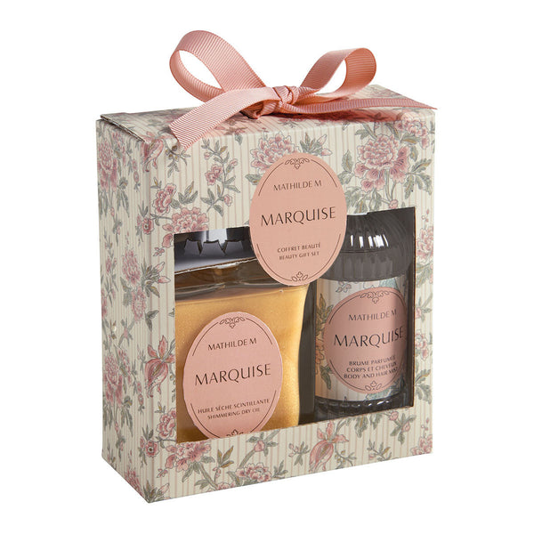 Set profumato di olio secco scintillante e profumo corpo e capelli - Marquise