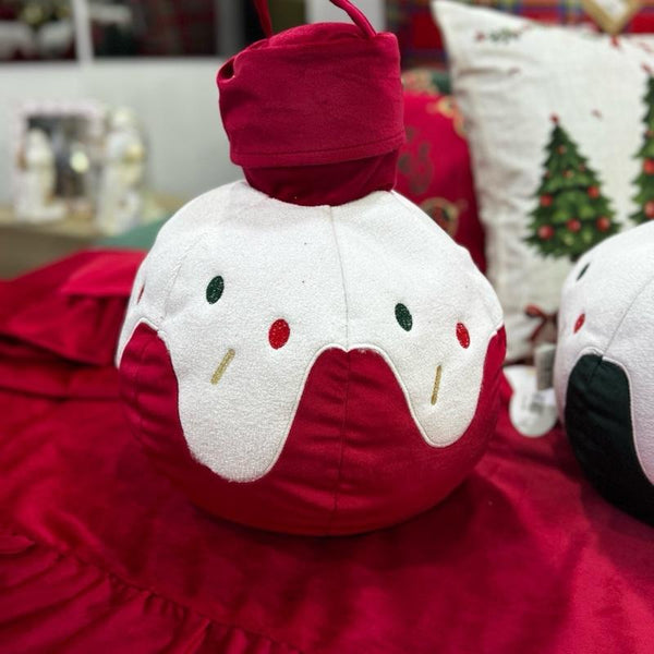Cuscino Natalizio a Forma di Pallina 30 cm in 2 Varianti di Colore per Decorazioni Festive