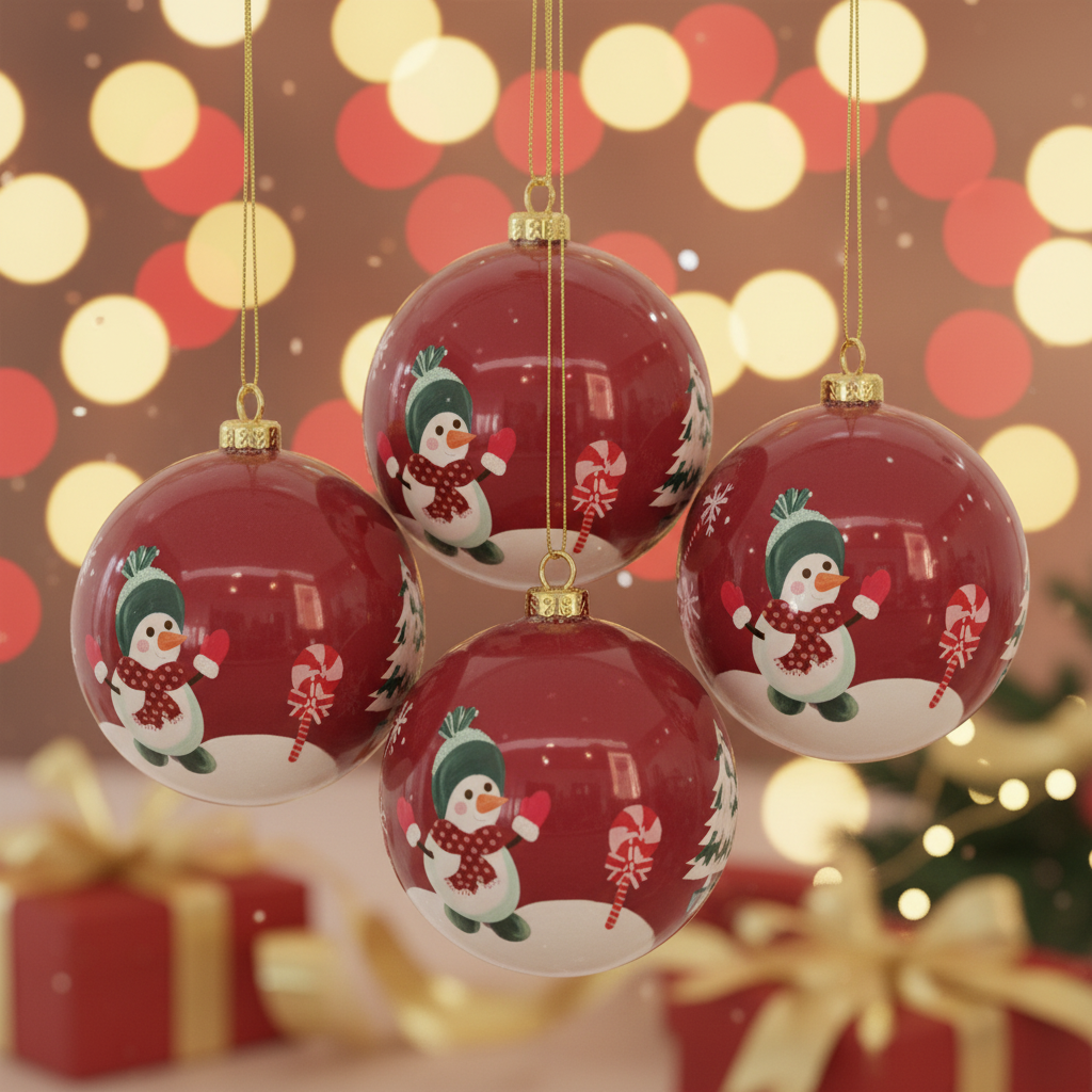 Set 4 palline di Natale in vetro – sfondo natalizio 3