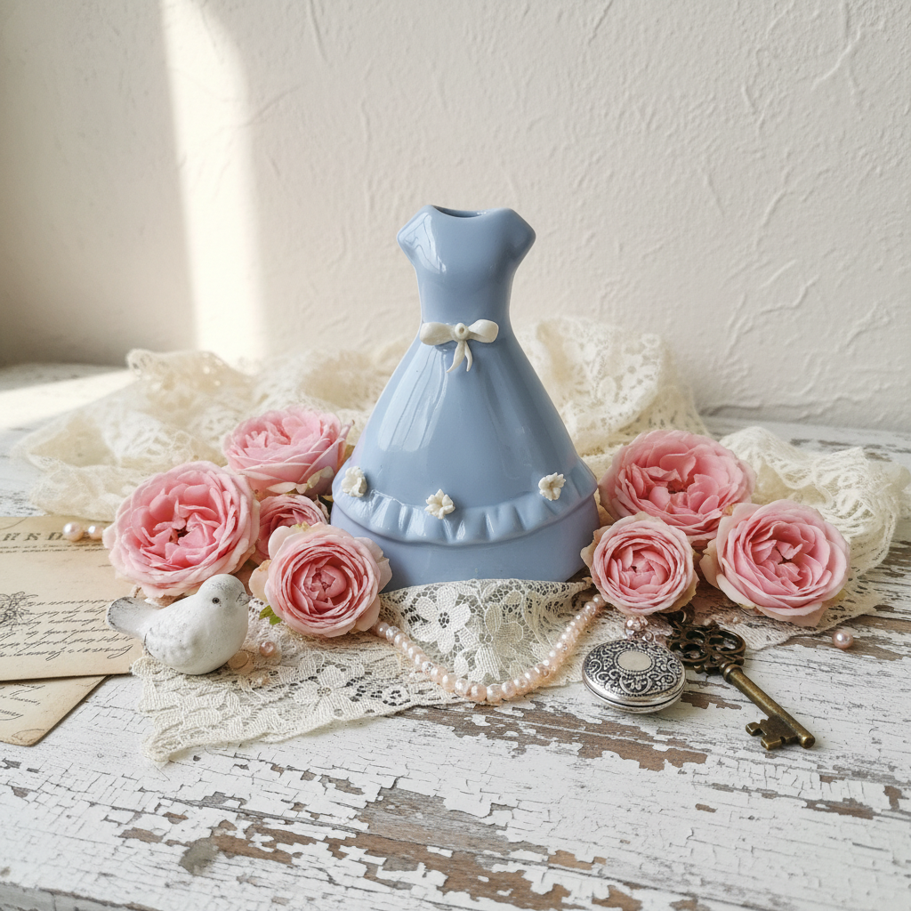 Profumatore vestitino porcellana Capodimonte celeste - Ninocco Home