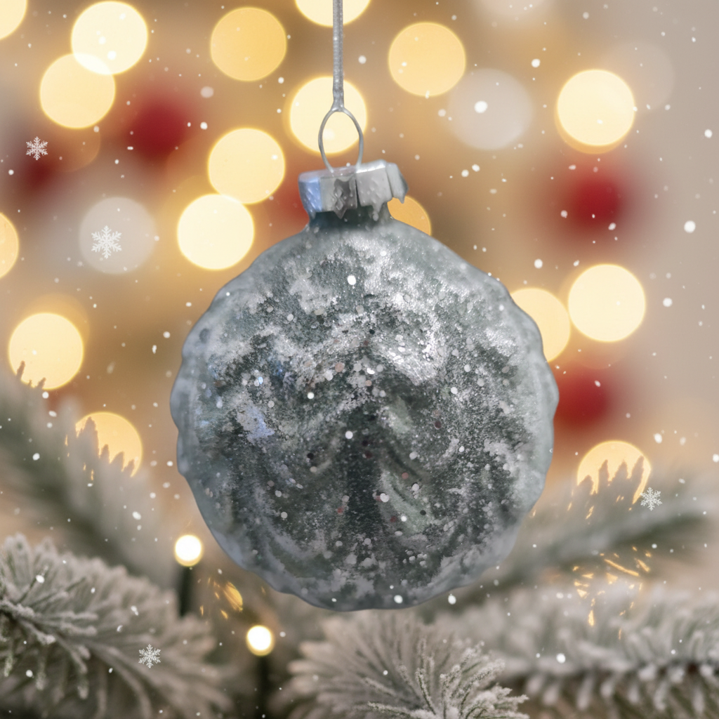 Pallina Vetro Decorata a Mano Natale Verde Argento 2 Ø 8 cm – Ninocco Home