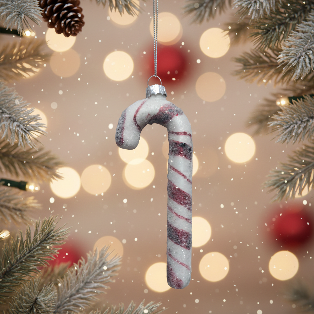 Decorazione Albero Natale Vetro Bastoncino di Zucchero Rosso 10 cm – Ninocco Home