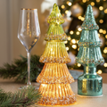 Albero di Natale in vetro con luci LED e glitter dorati