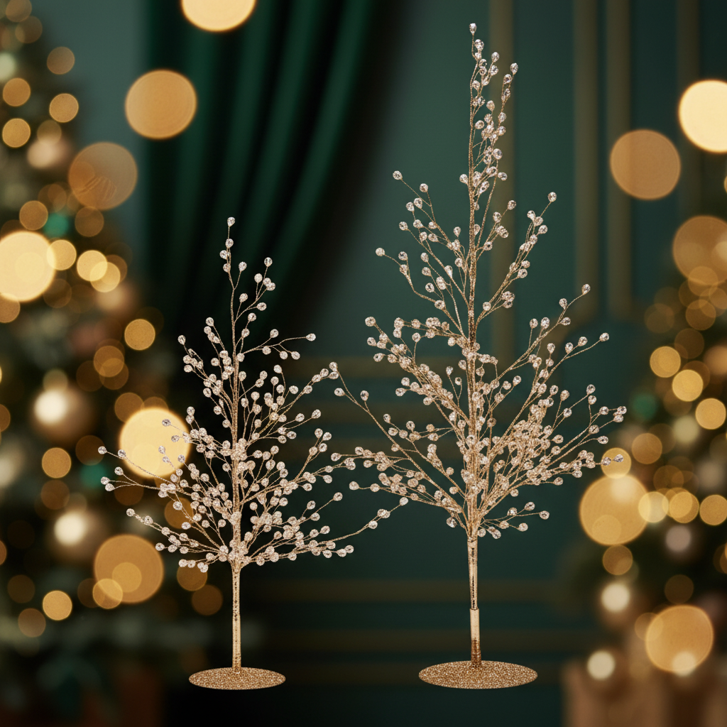 Albero di Natale Gocce Brillanti rami dorati con cristalli – Ninocco Home
