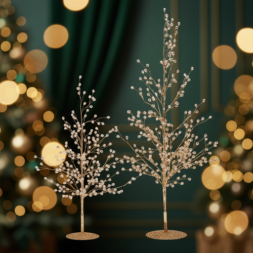 Albero di Natale Gocce Brillanti rami dorati con cristalli – Ninocco Home
