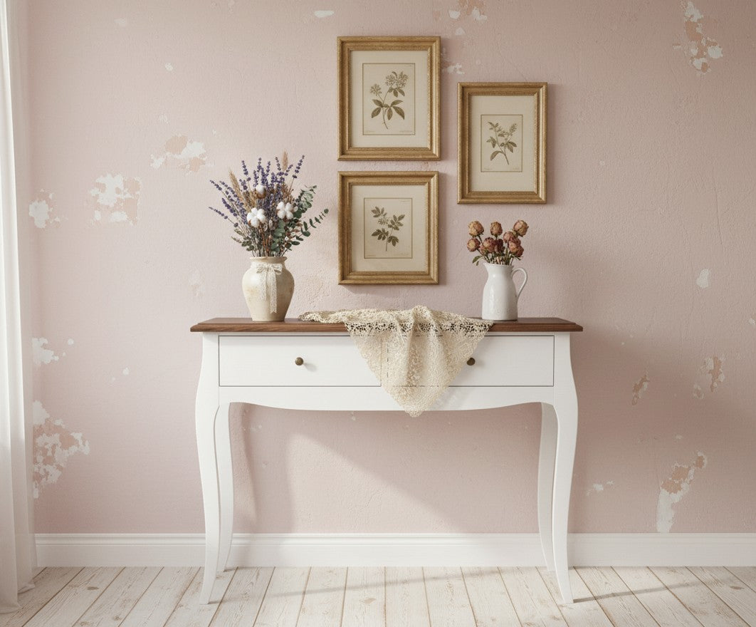 Tavolino Scrittoio Bianco e Rovere – Console Multifunzione