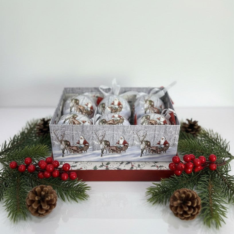 Palline di Natale in Confezione Regalo – Set da 6 con Scatola Decorata