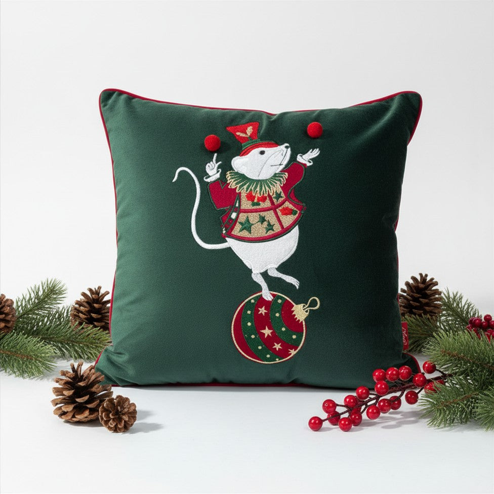 Cuscino Natalizio Merry Christmas con Ricamo a Rilievo – 45x45 Sfoderabile con Imbottitura
