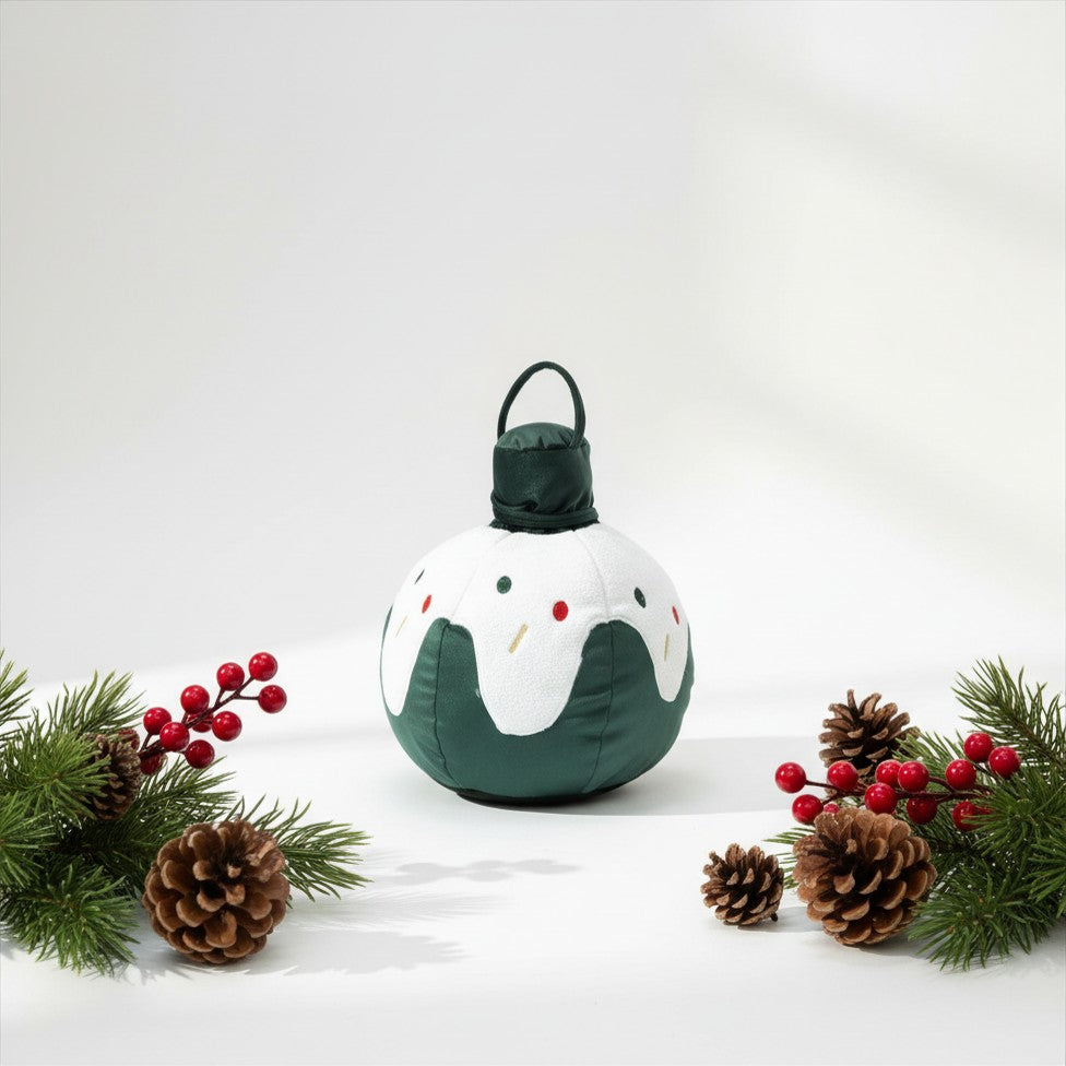 Cuscino Natalizio a Forma di Pallina – Diametro 30 cm, Verde o Rosso
