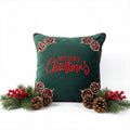 Cuscino Natalizio Merry Christmas con Ricamo a Rilievo Verde – 45x45 Sfoderabile con Imbottitura