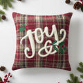Cuscino Tartan Vintage con Ricamo Joy 45x45 cm – Imbottitura Inclusa