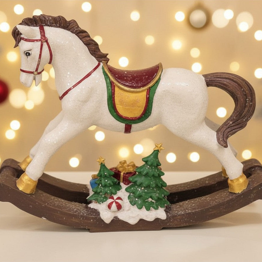 Cavallo a Dondolo Natalizio Decorativo – Statuina di Natale