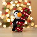 Pinguino peluche con copertina natalizia - vista 1