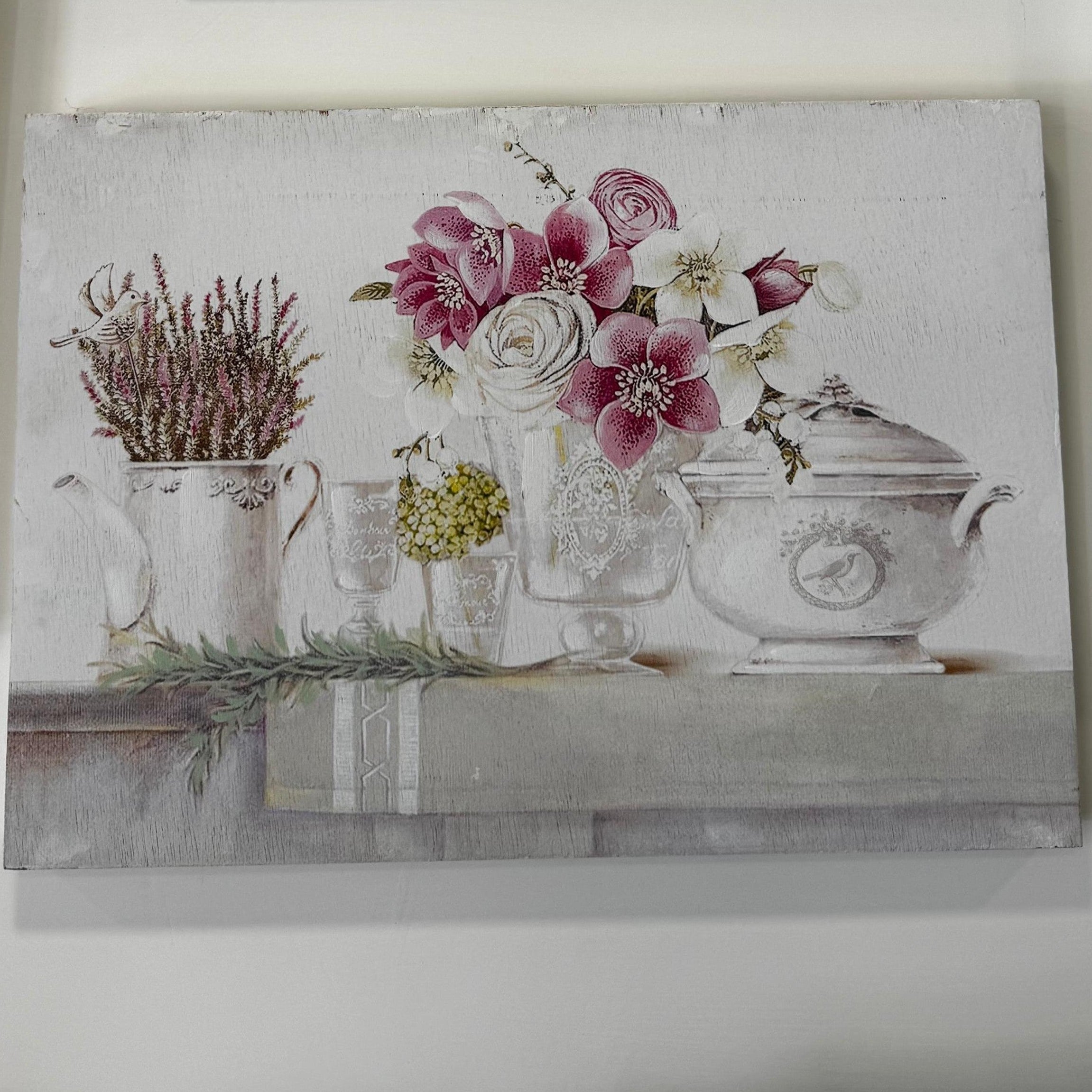 Pannello MDF Dipinto a Mano Shabby Chic 50x40 cm