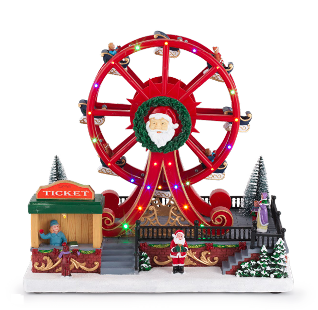 Villaggio Natalizio "Ruota Panoramica" con Luci LED e Suoni – 32x21x29 cm