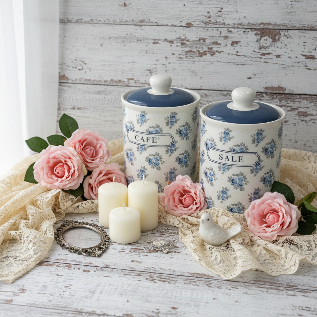 Set 3 barattoli shabby chic