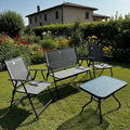Set da Giardino in Textilene Grigio – Pieghevole con Tavolino in Vetro