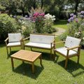 Set da Giardino in Legno Naturale con Cuscini