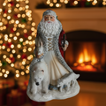 Statuina Babbo Natale con Lupi Bianchi - Sfondo Natalizio