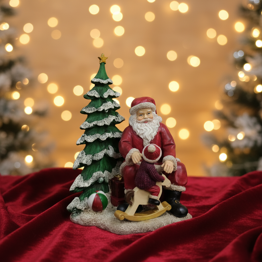 Statuina Babbo Natale su Cavallo a Dondolo - Vista 2