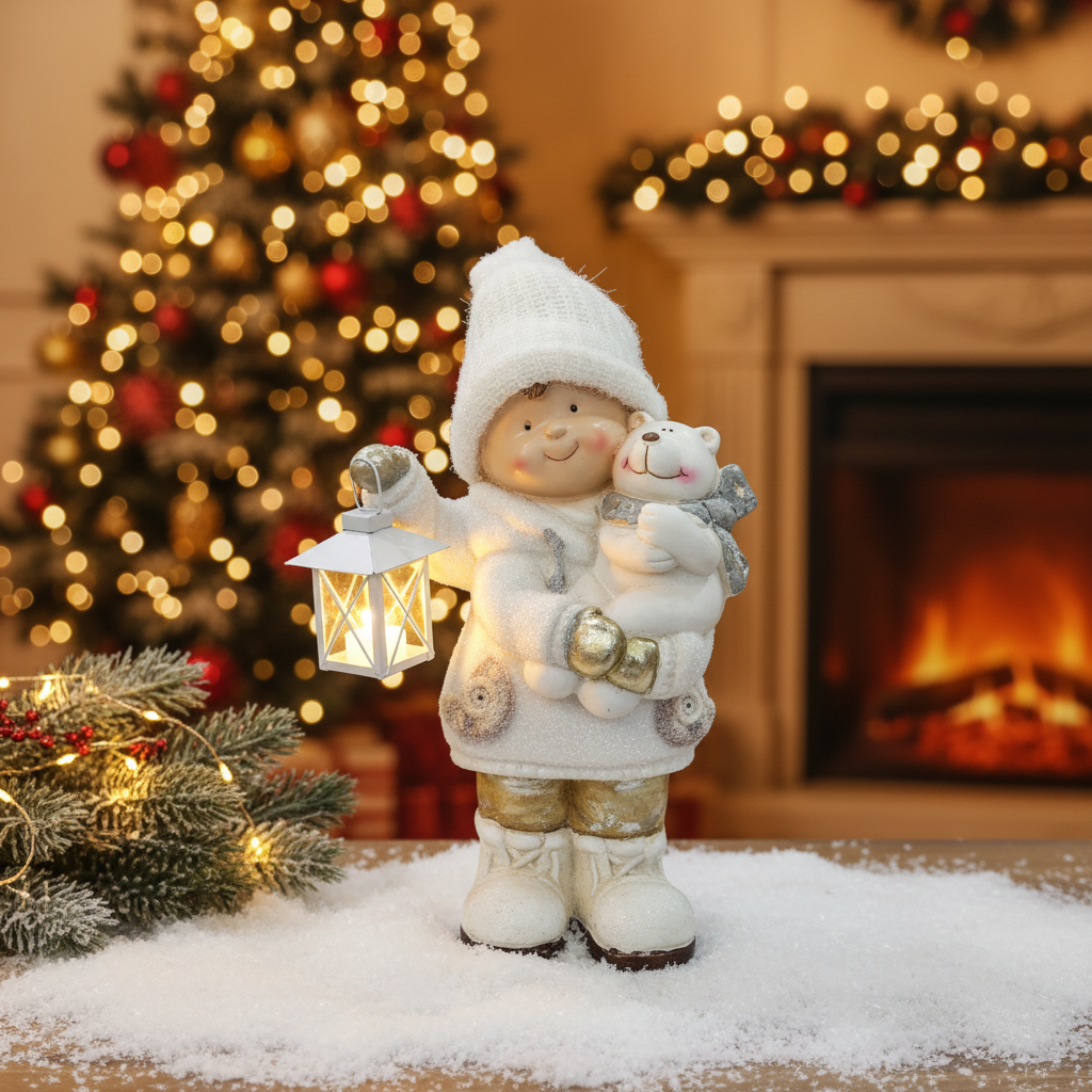 Statuina Bimba con Lanterna LED