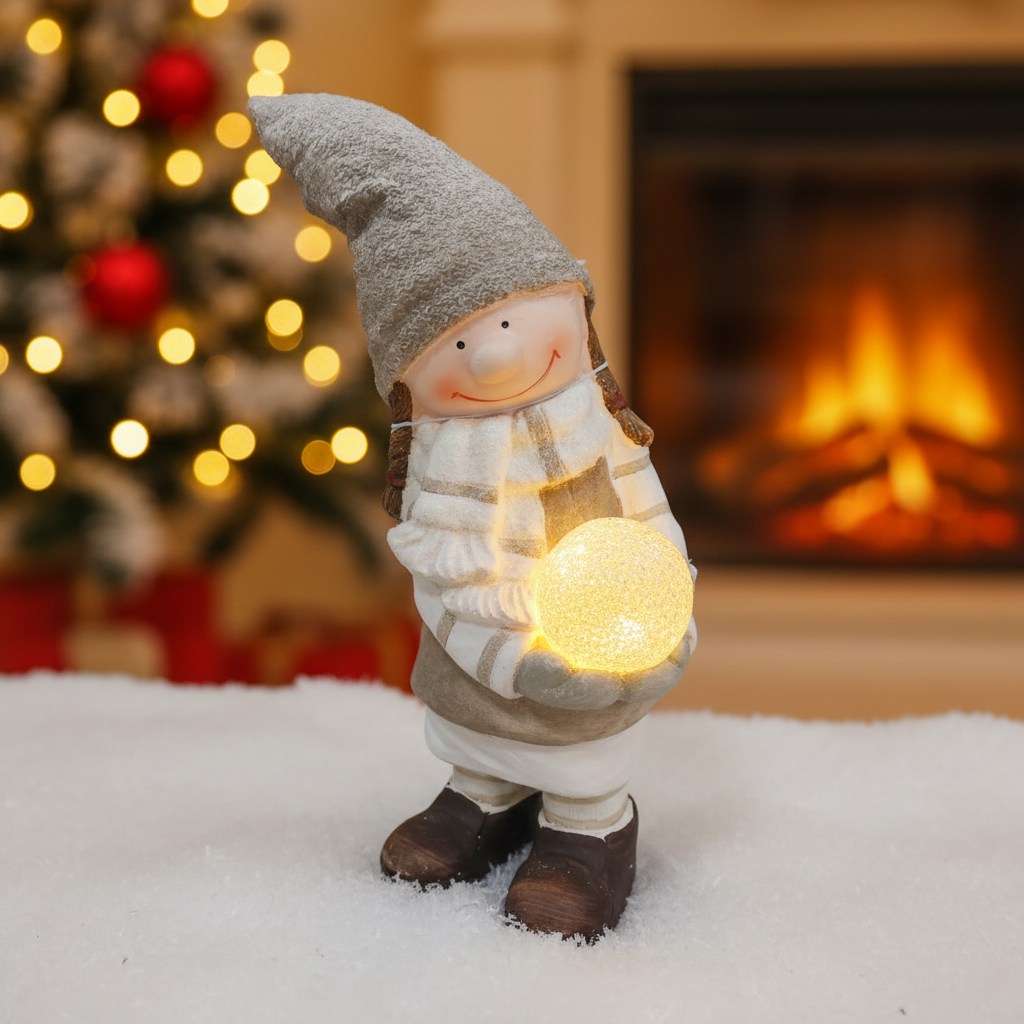 Statuina Bimba con Palla LED